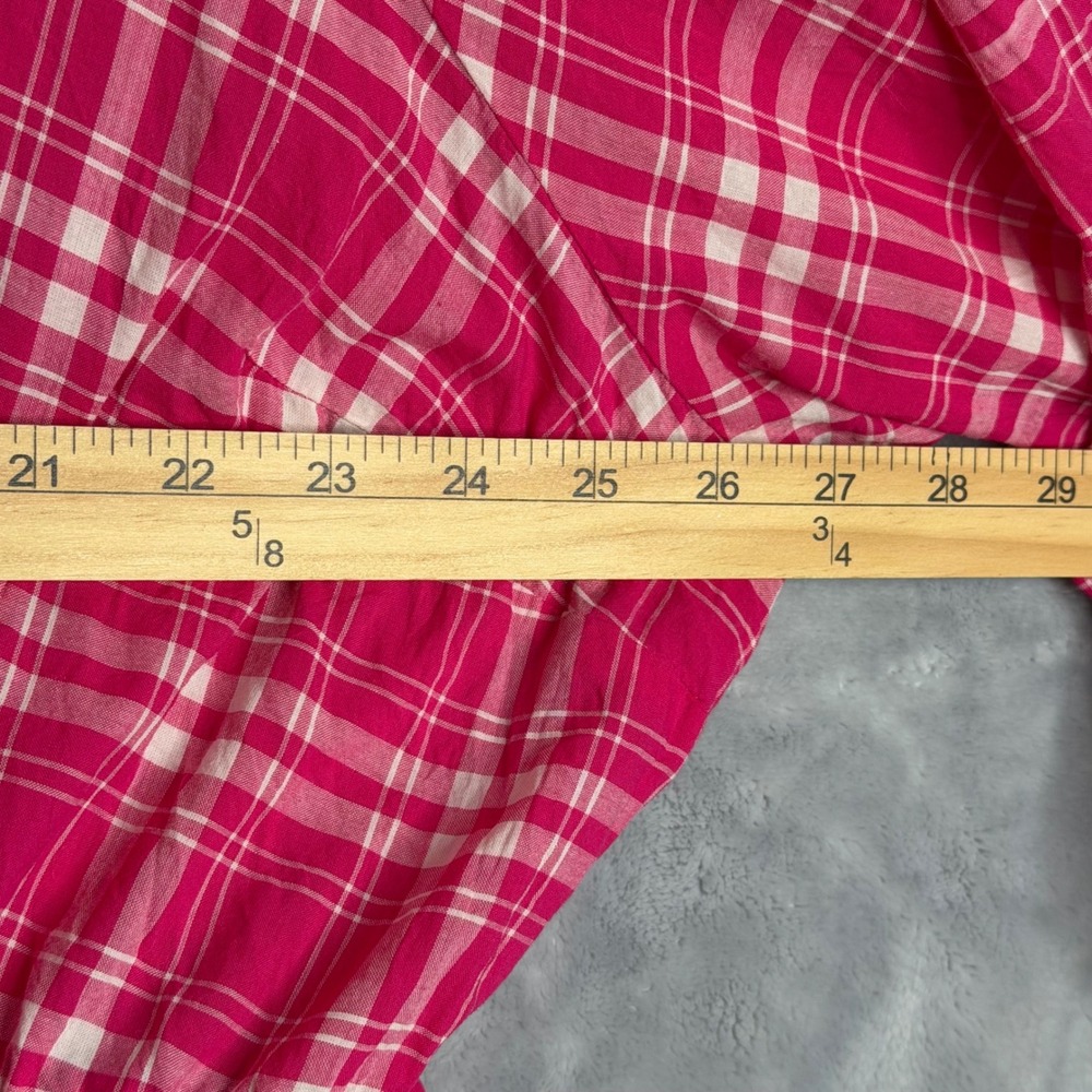 Torrid Mini Voile Mandarin Collar Dress Womens Plus Size 4X‎ Pink Plaid Preppy - Picture 4 of 6
